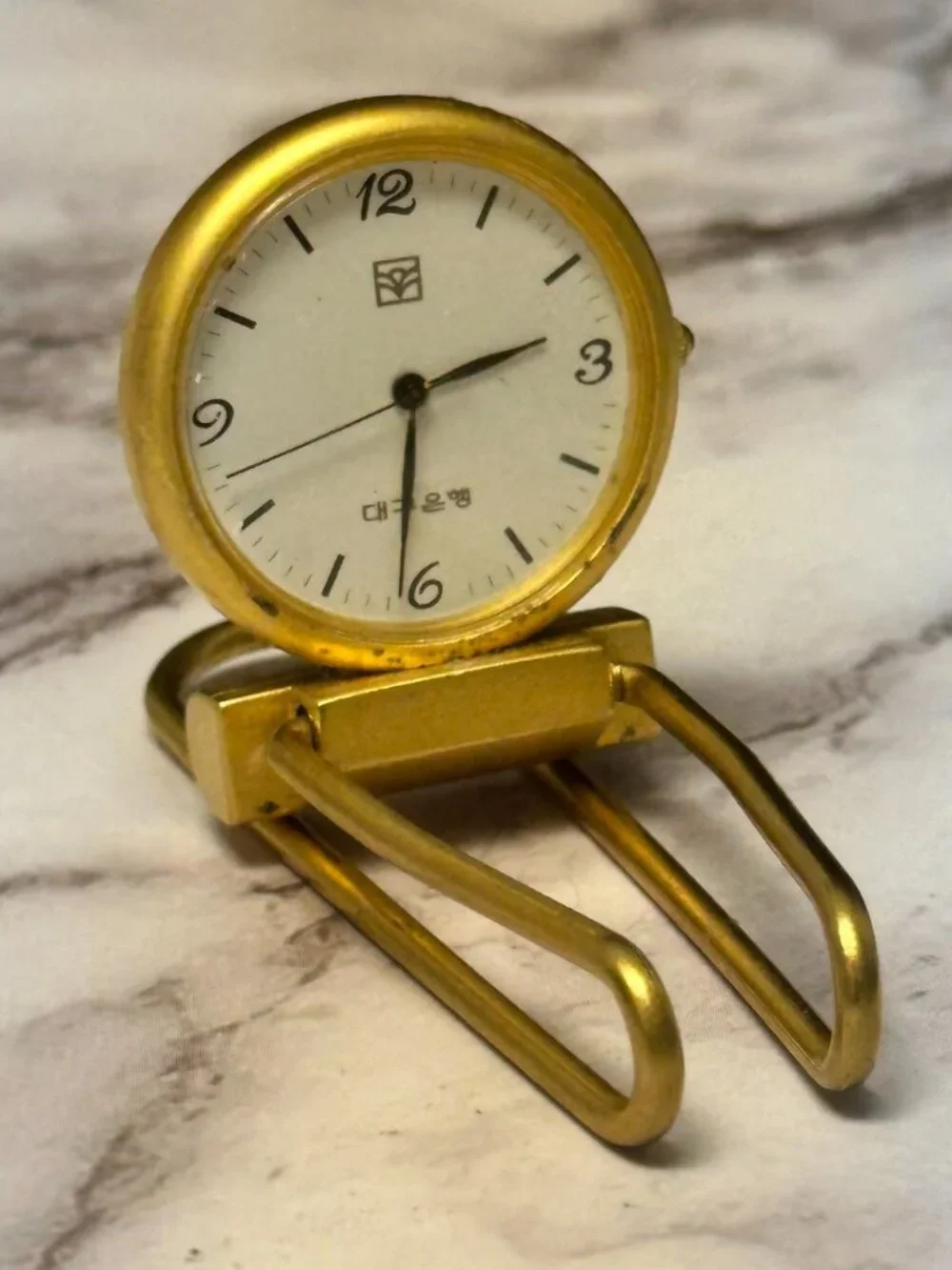Money Clip Watch Gold Tone Men White Dial Round 30MM New Battery